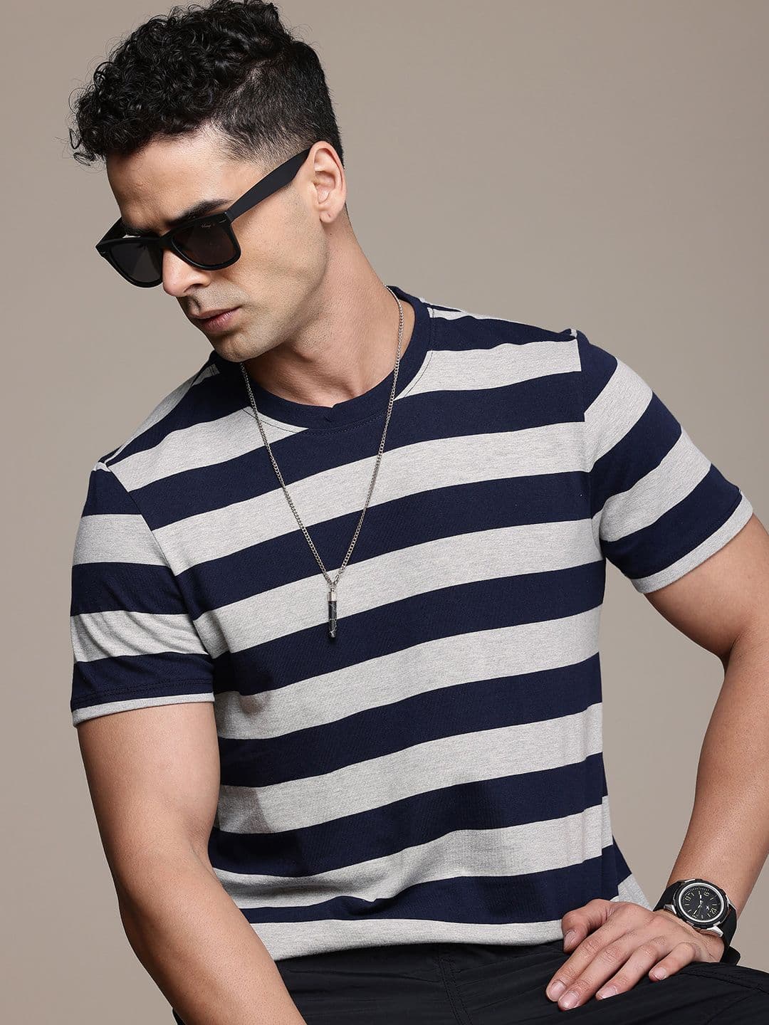The Roadster Life Co. Striped Casual T-shirt - view 1