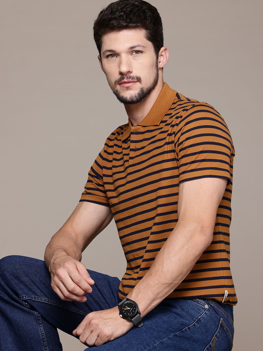 The Roadster Lifestyle Co. Striped Polo Collar T-shirt - view 1