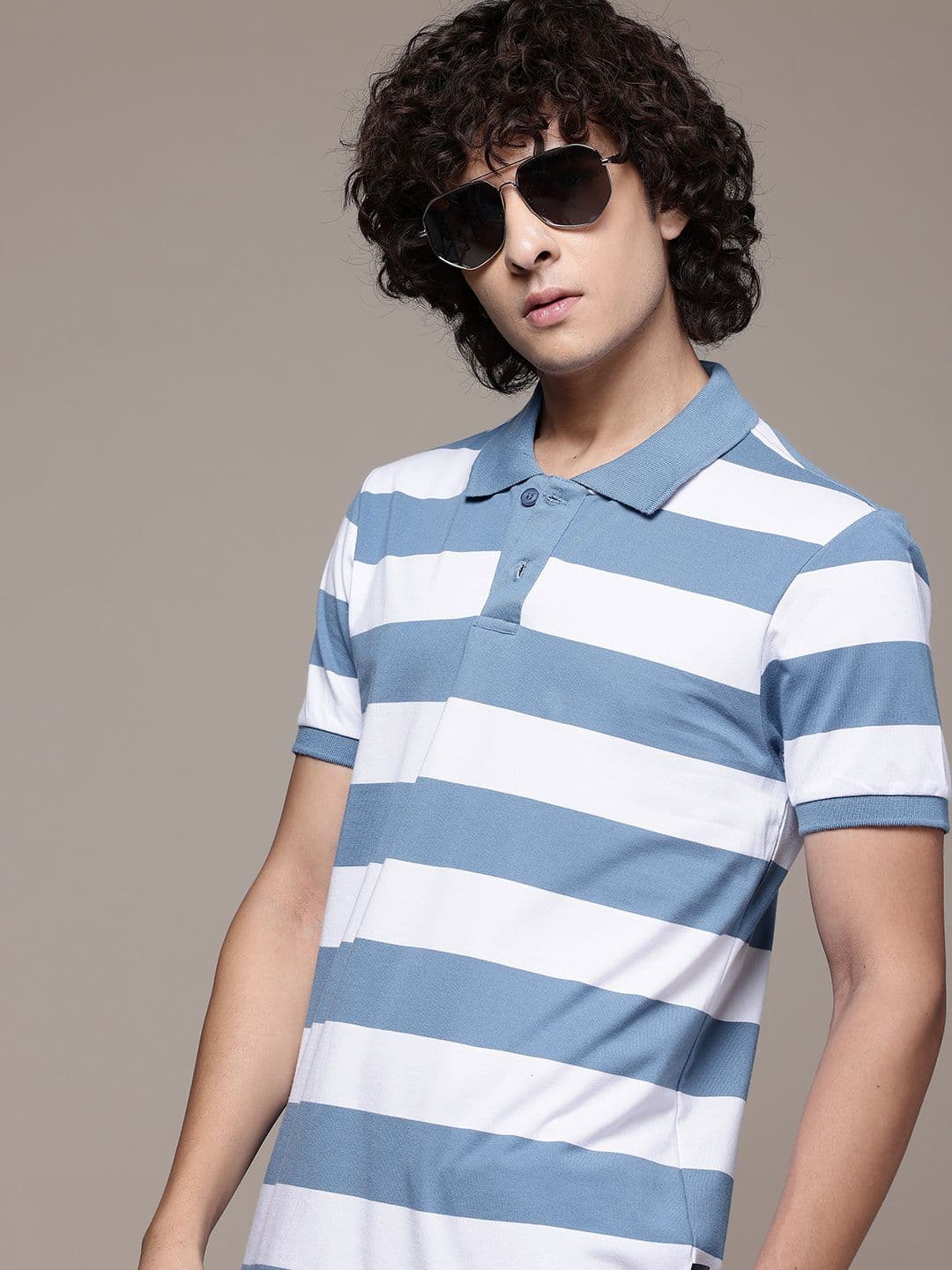The Roadster Lifestyle Co. Striped Polo Collar T-shirt - view 1