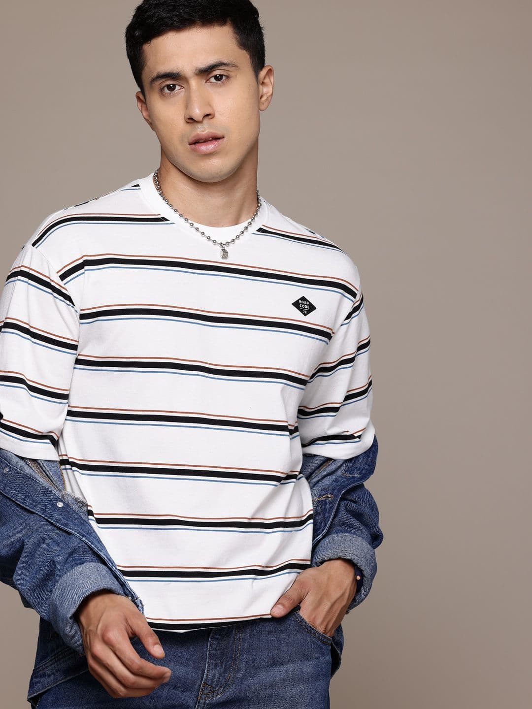 The Roadster Lifestyle Co. Men Striped Oversized T-shirt - view 1