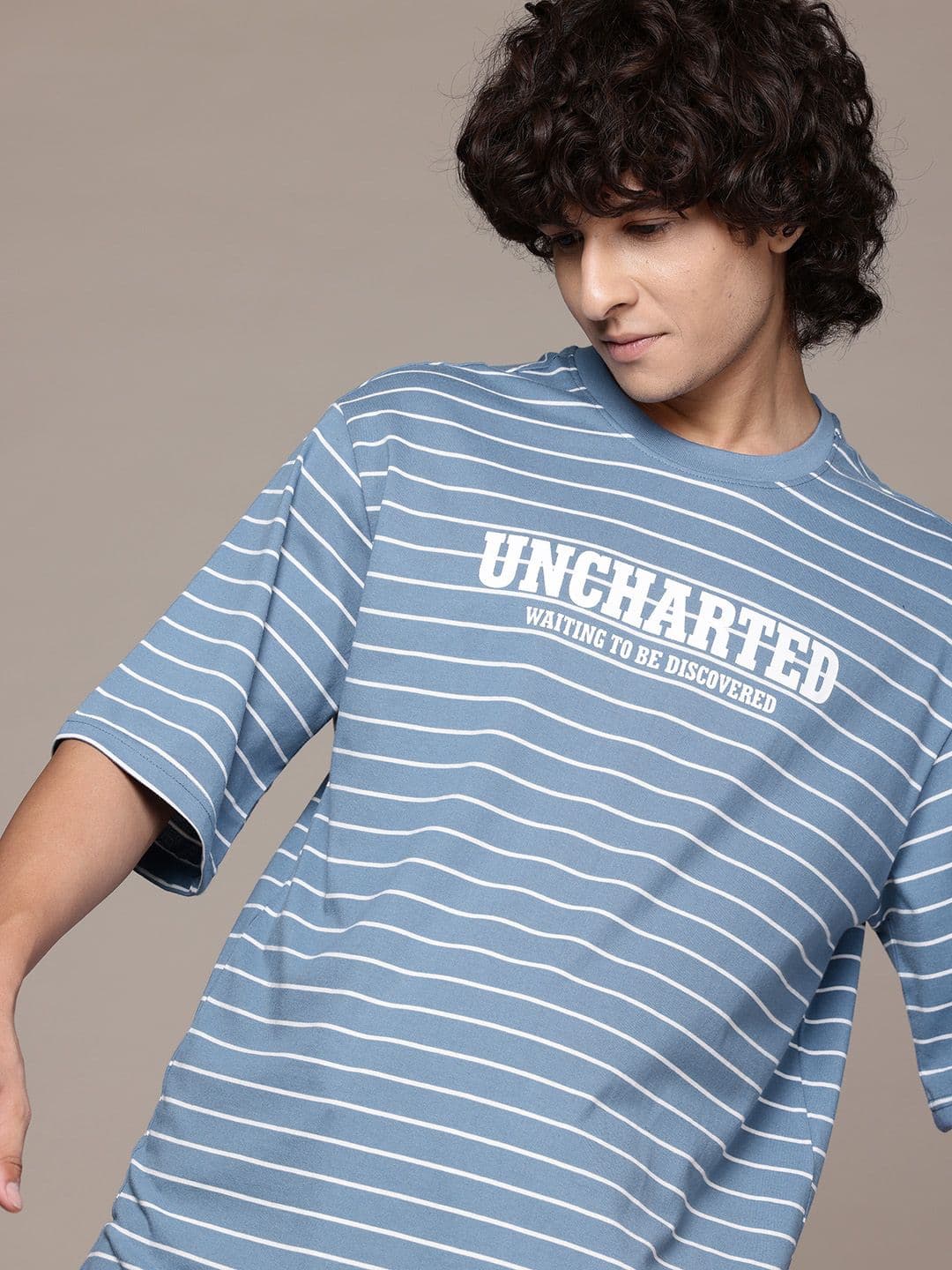 The Roadster Lifestyle Co. Striped Drop-Shoulder Oversized T-shirt - view 1