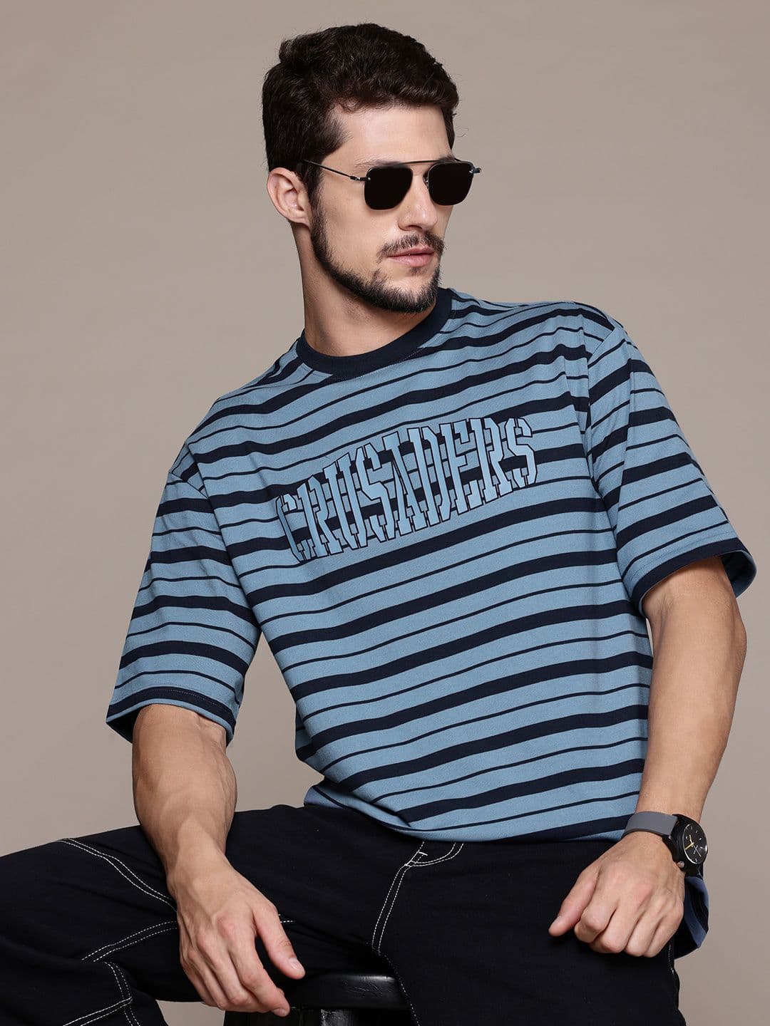 The Roadster Lifestyle Co. Striped Relaxed Fit T-shirt - view 1