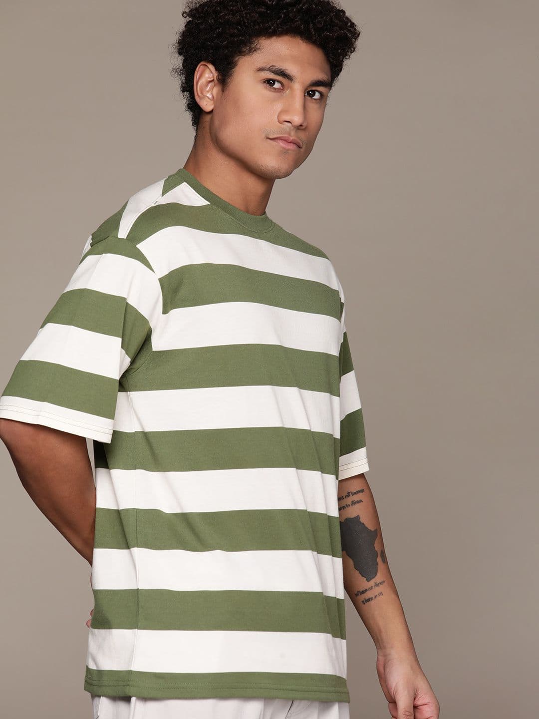 Roadster Men Striped Pure Cotton T-shirt - view 1