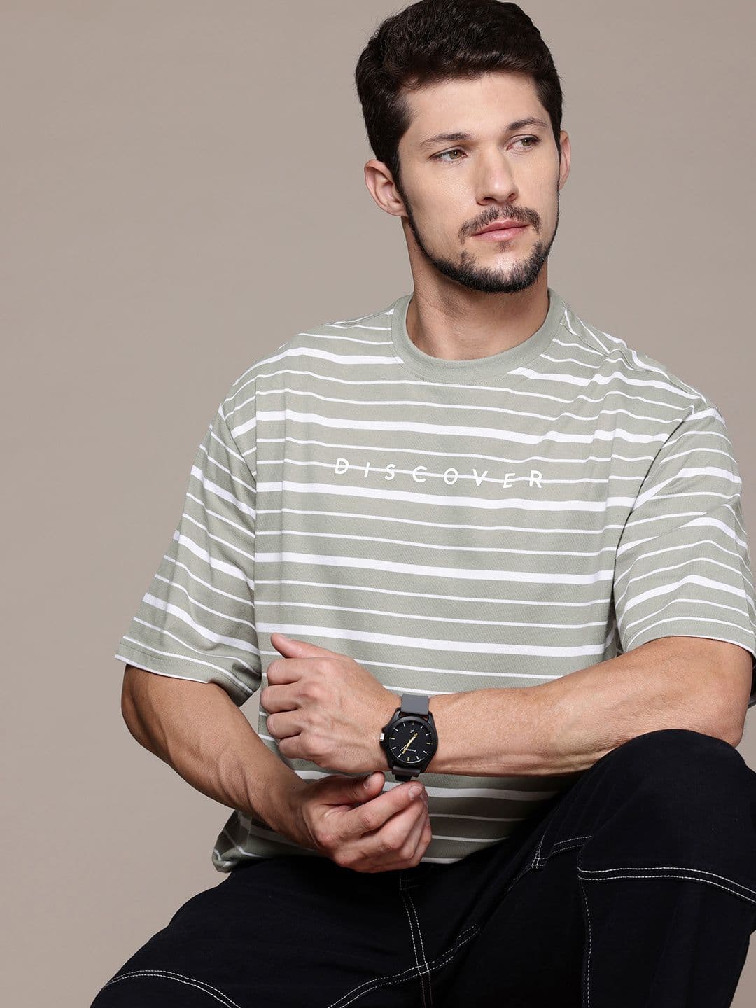 The Roadster Lifestyle Co. Striped Relaxed Fit T-shirt - view 1