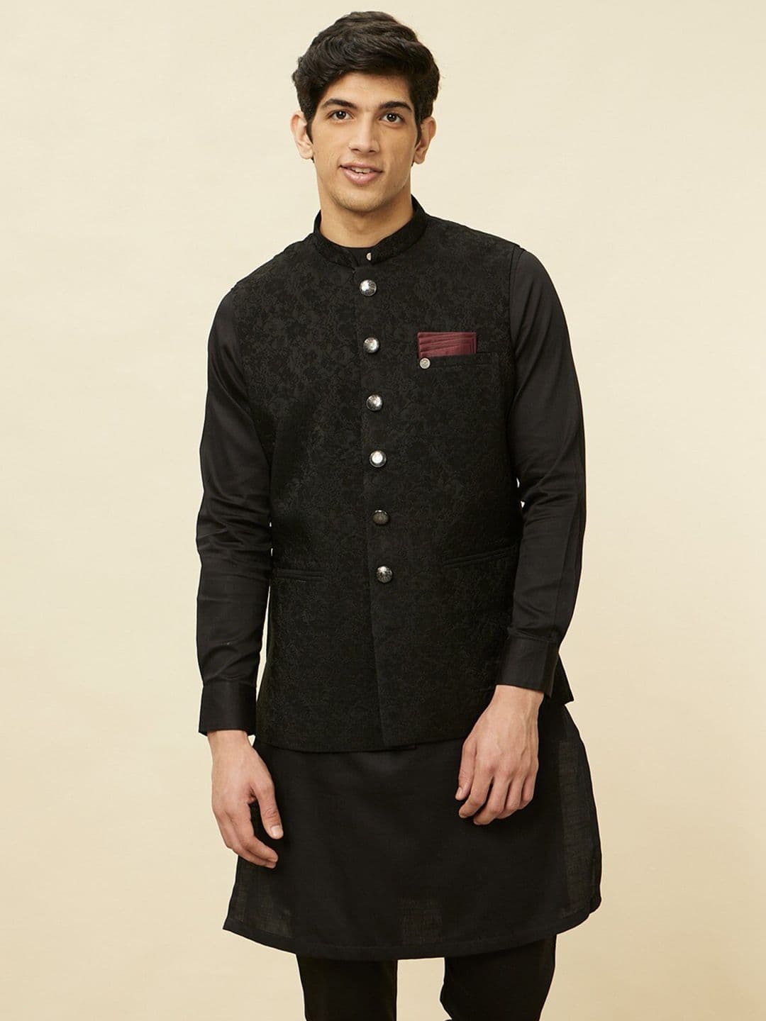 Manyavar Self-Design Woven Nehru Jackets - view 1