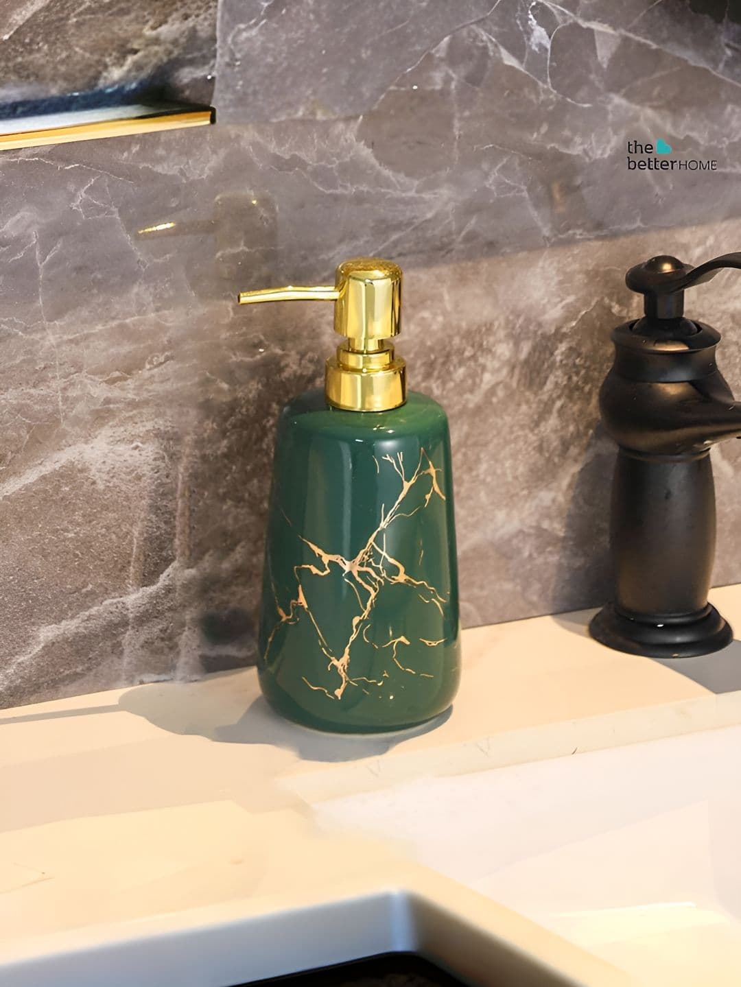 The Better Home Green Textured Glossy Soap Dispenser Bottle 260 ml - view 1