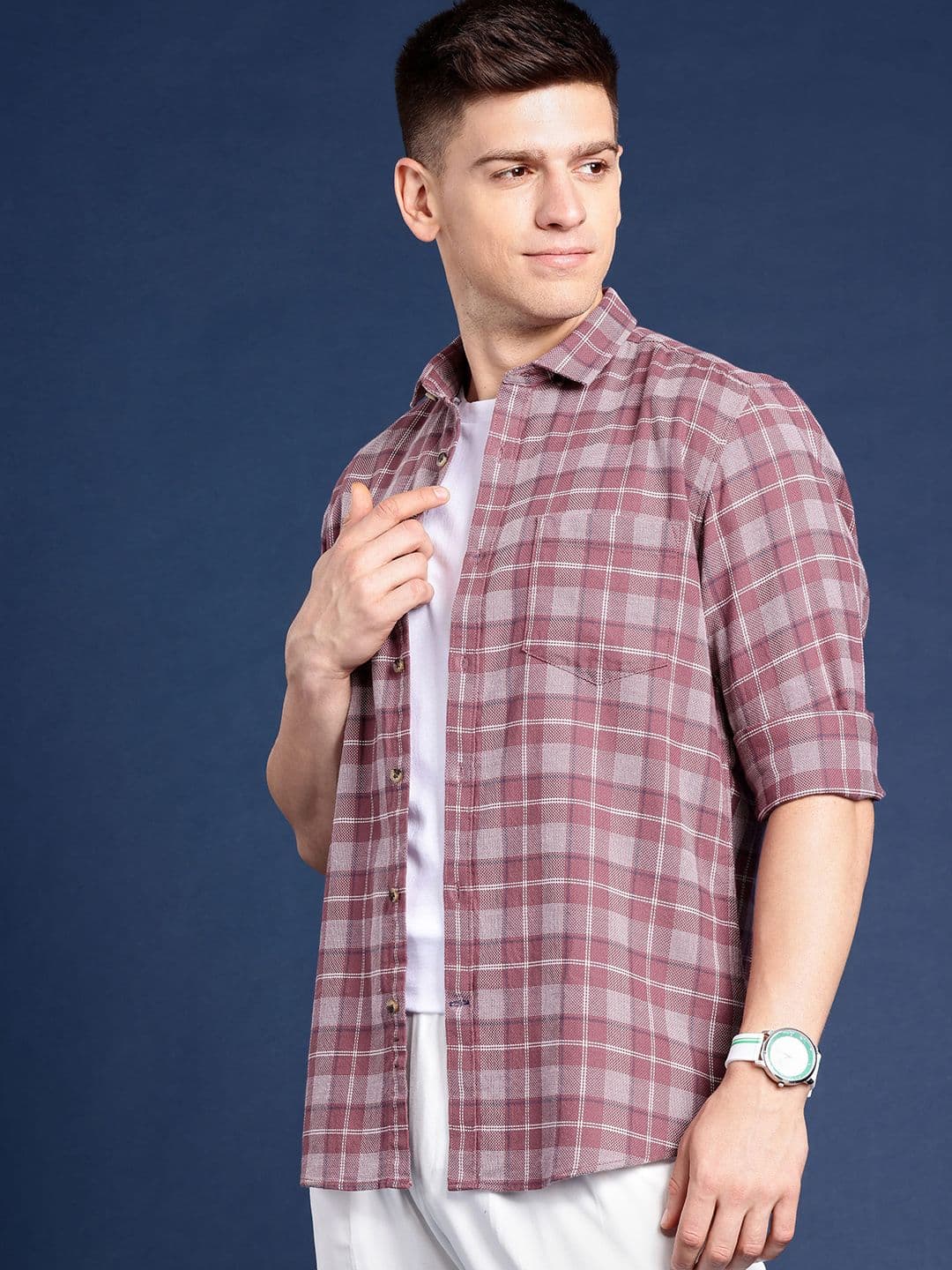 Mast & Harbour Men Standard Tartan Checked Cotton Casual Shirt - view 1