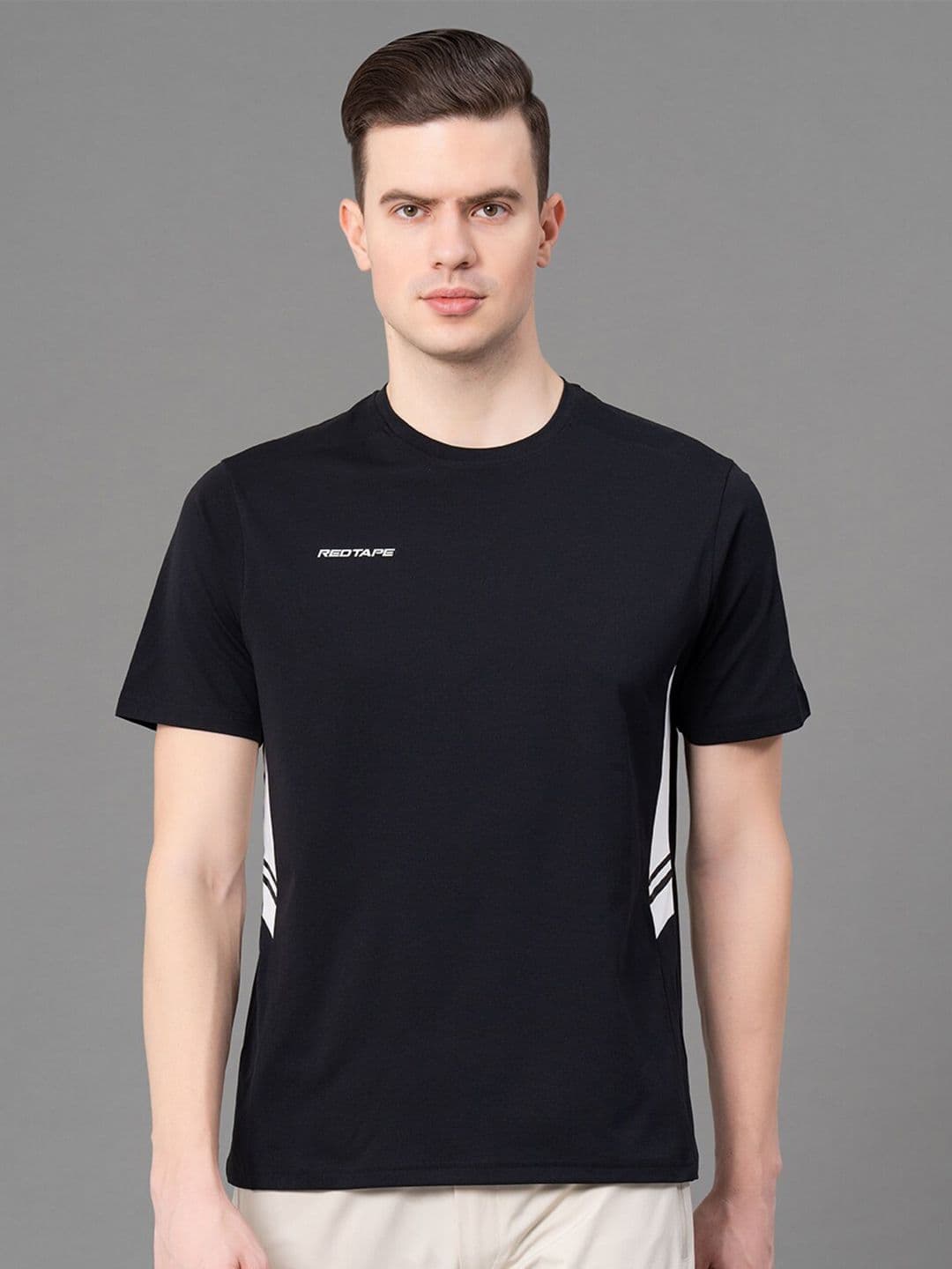Red Tape Men Black Poyester Colorblock Athleisure T-Shirt - view 1