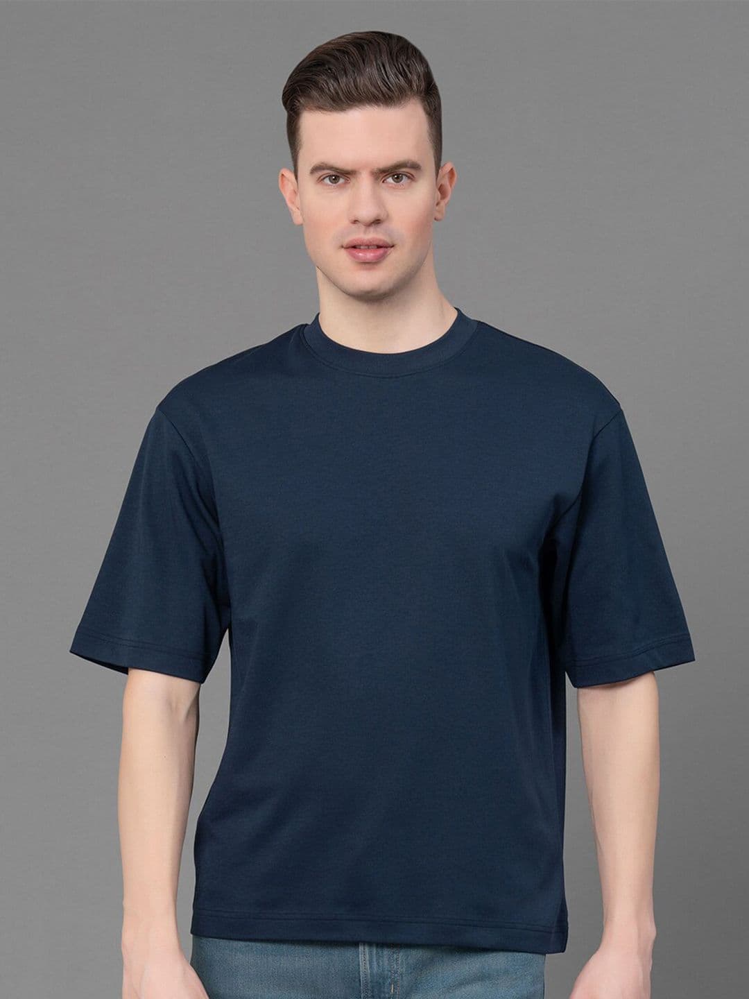 Red Tape Round Neck Short Sleeves Cotton Oversized T-shirt - view 1
