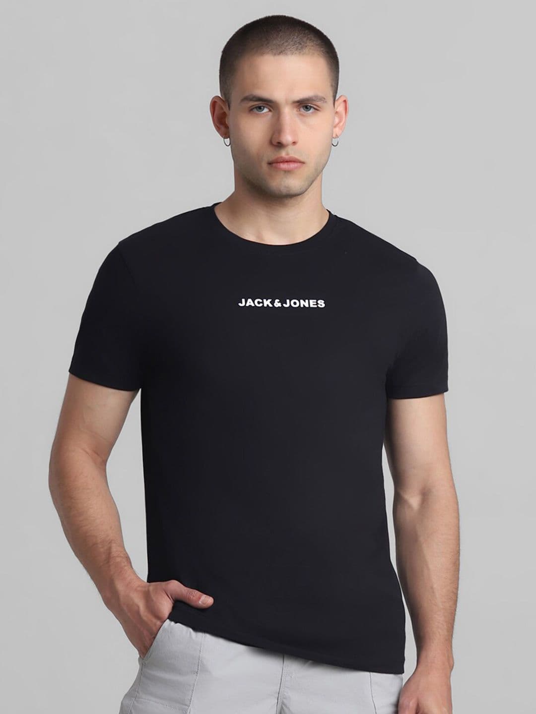 Jack & Jones Pure Cotton Brand Logo Printed Slim Fit T-shirt - view 1