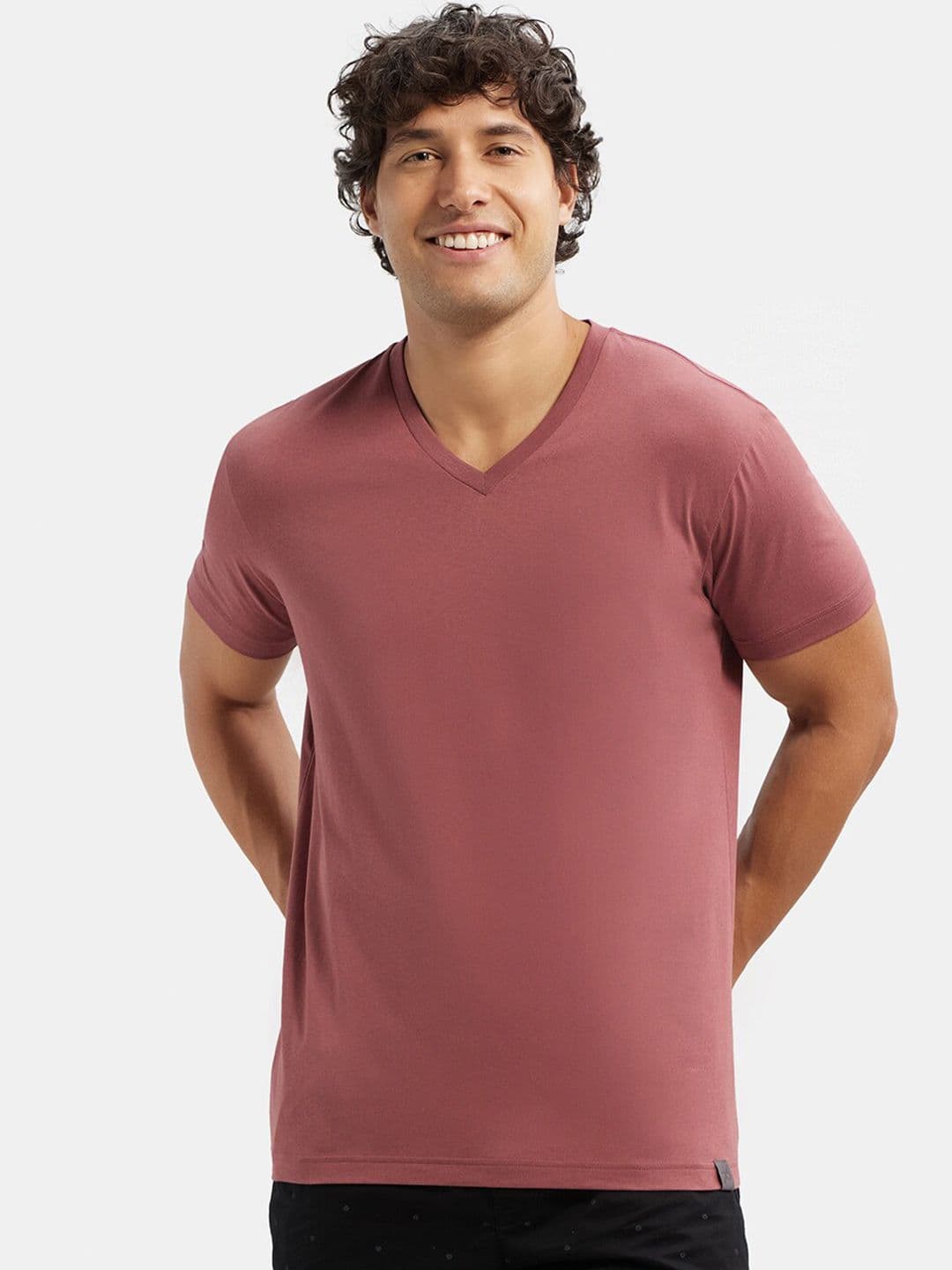 Jockey Super Combed Cotton Rich Solid V Neck Half Sleeve Tshirt-2726 - view 1