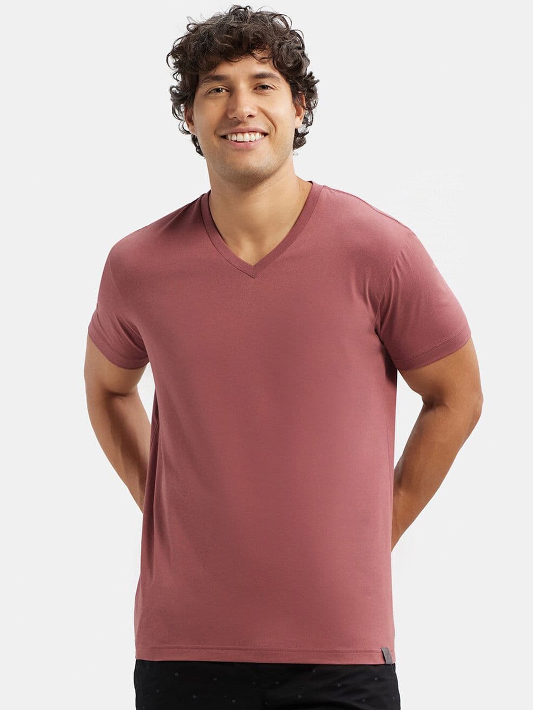Jockey Super Combed Cotton Rich Solid V Neck Half Sleeve Tshirt-2726 - view 1