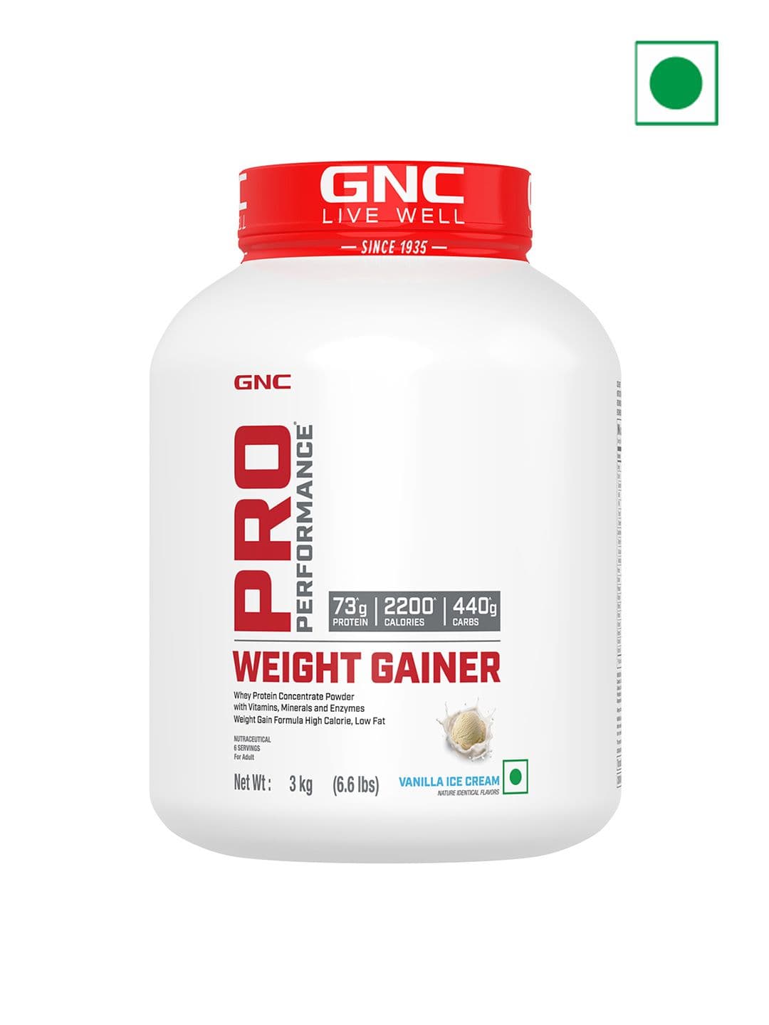 GNC Pro Performance Weight Gainer Powder For Healthy Body Gains - Vanilla Ice Cream - 3Kg - view 1