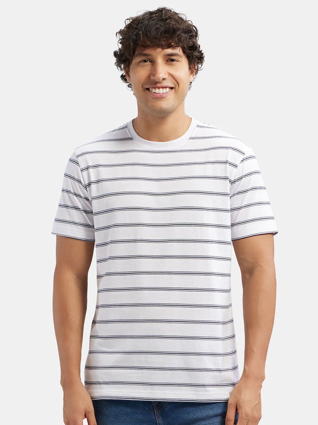 Jockey Super Combed Cotton Rich Striped Round Neck Half Sleeve Tshirt-2715 - view 1