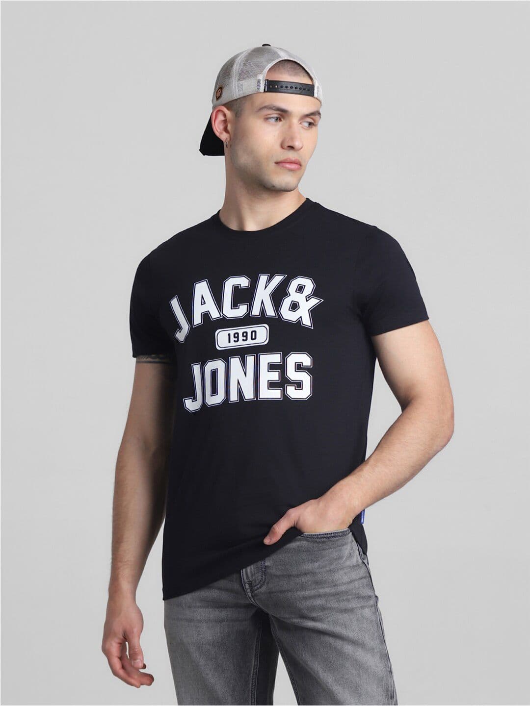 Jack & Jones Typography Printed Slim Fit Pure Cotton T-shirt - view 1