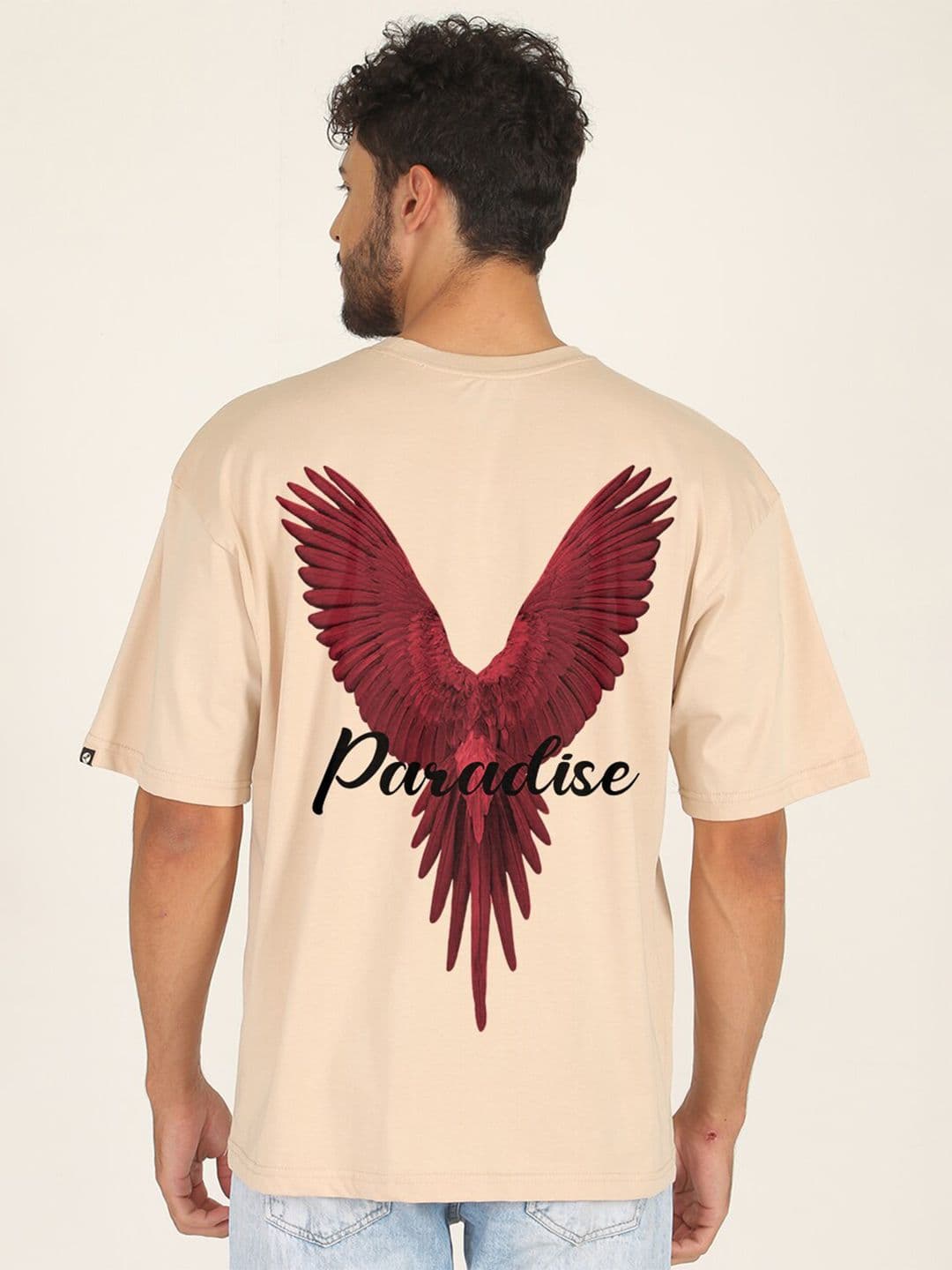 PRONK Paradise Graphic Printed Drop-Shoulder Sleeves Oversized Pure Cotton T-shirt - view 1