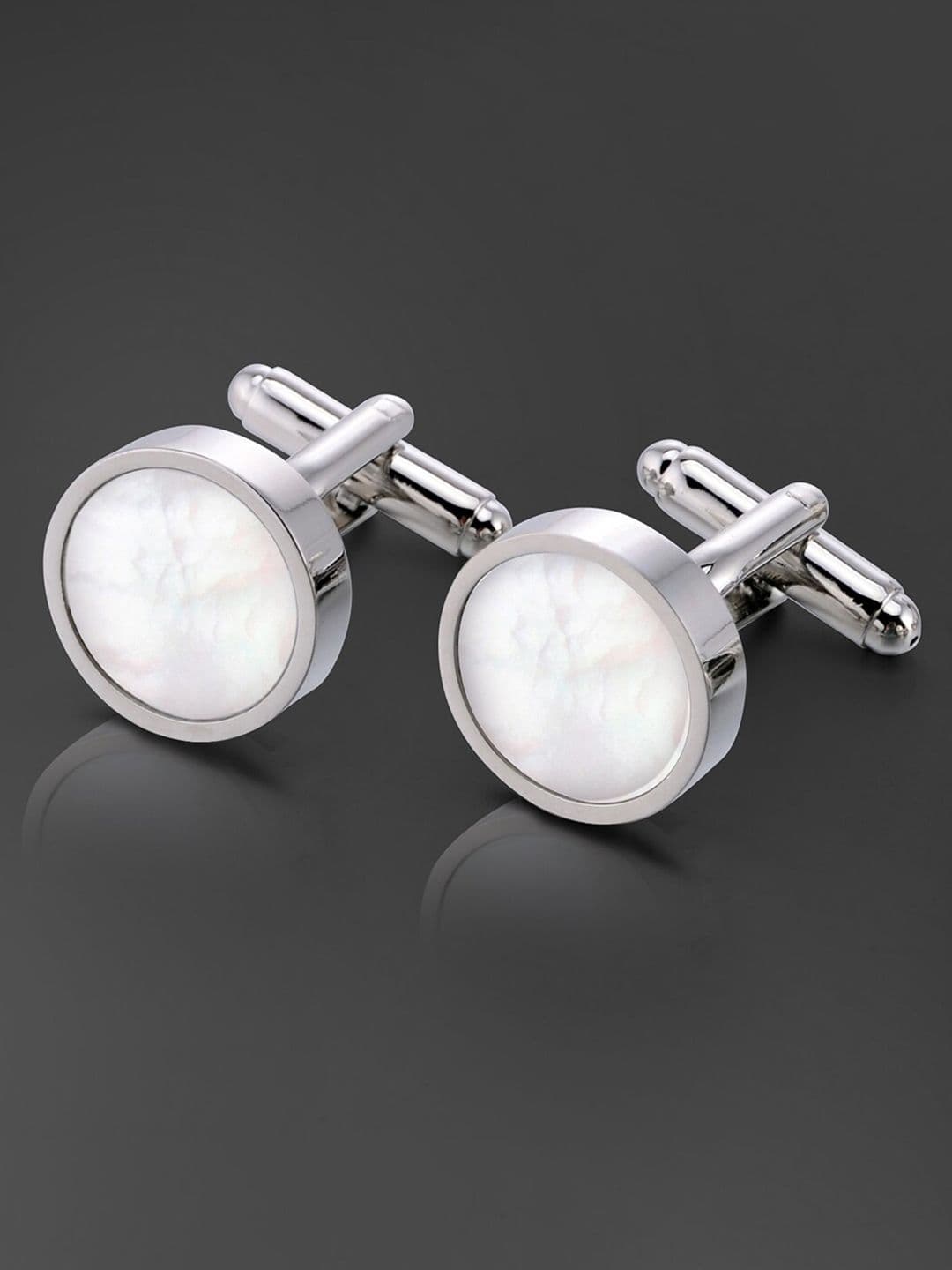 Peora Men 316L Stainless Steel Silver-Plated Printed Cufflink - view 1