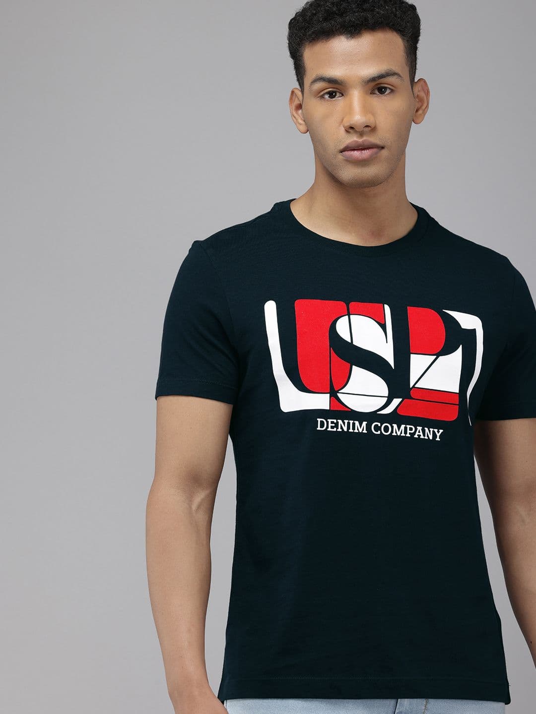 U.S. Polo Assn. Denim Co. Brand Logo Printed Pure Cotton Slim Fit T-shirt - view 1