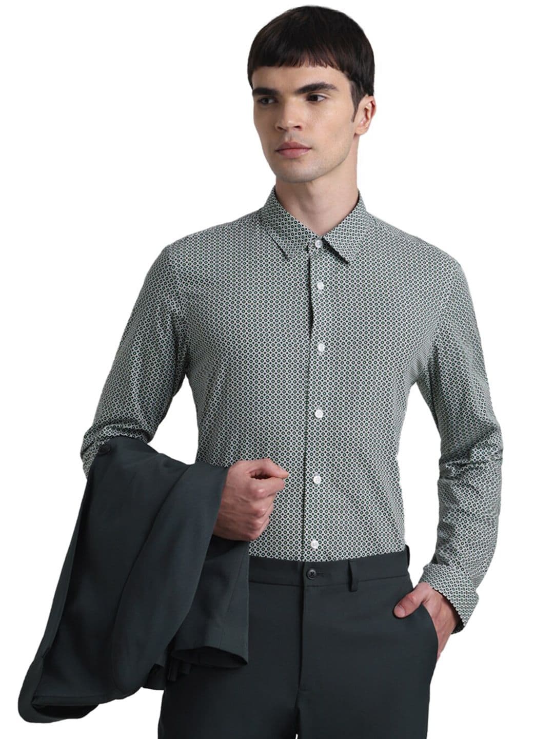 Jack & Jones Slim Fit Micro Ditsy Printed Pure Cotton Formal Shirt - view 1
