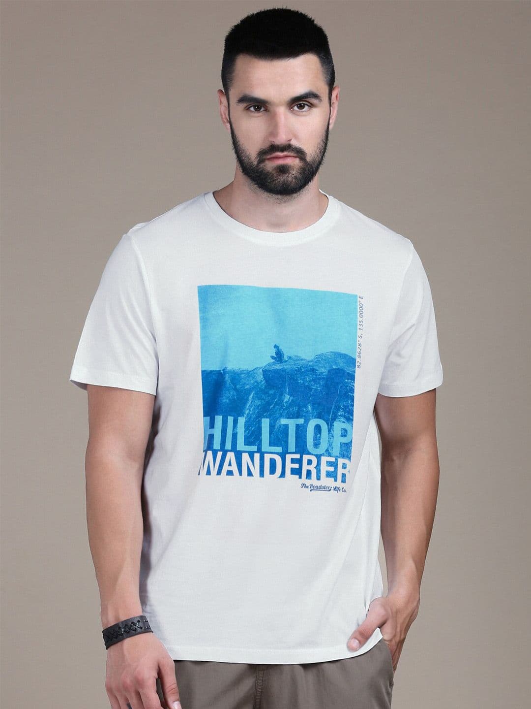 The Roadster Lifestyle Co White Graphic Printed Cotton T shirt - view 1