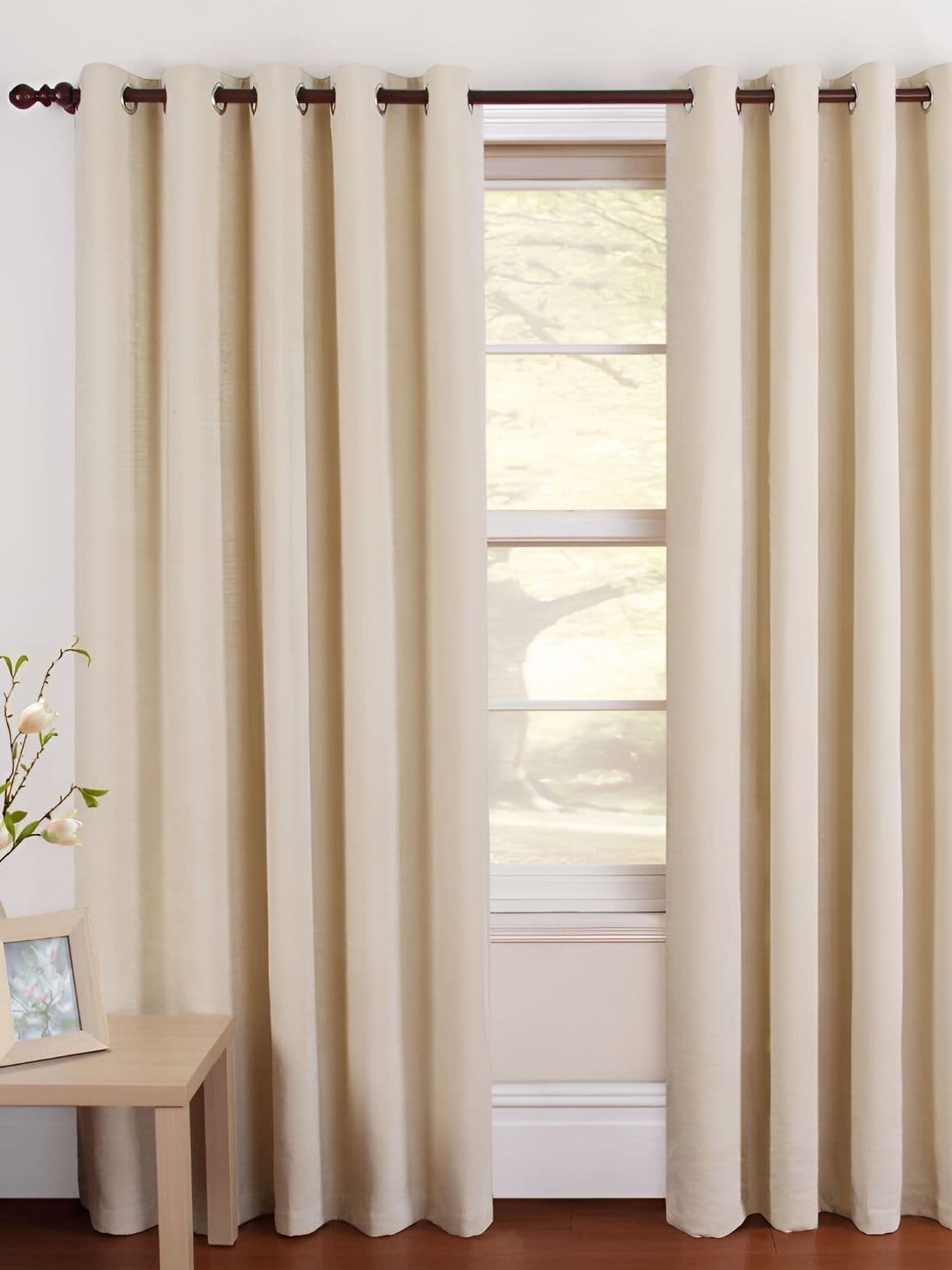 Panipat Textile Hub Beige 2 Pieces Room Darkening Long Door Curtains - view 1