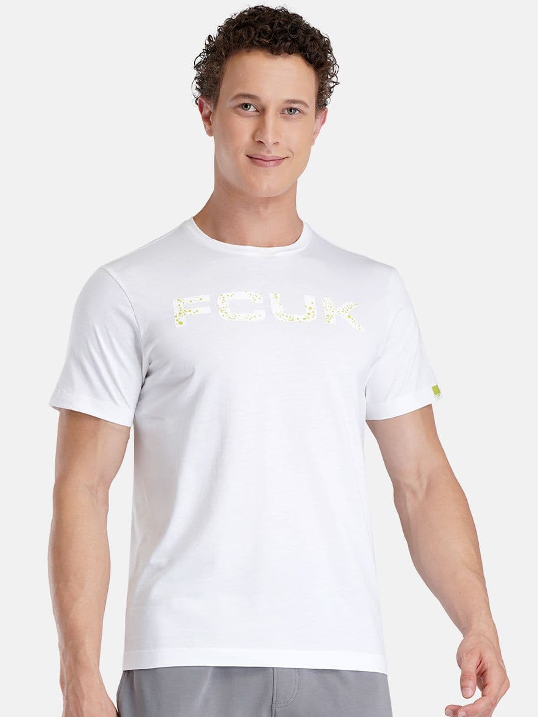 FCUK Derrick Typography Printed Moisture Wicking Crew Neck Cotton T-shirt - view 1