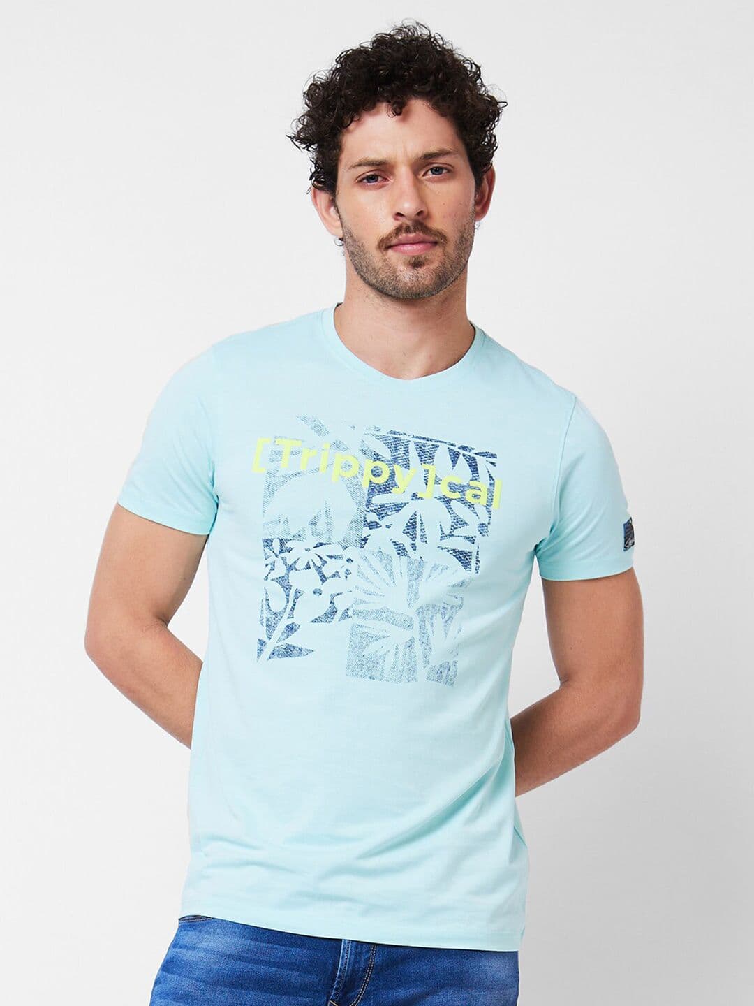 SPYKAR Typography Printed Cotton Slim Fit T-shirt - view 1