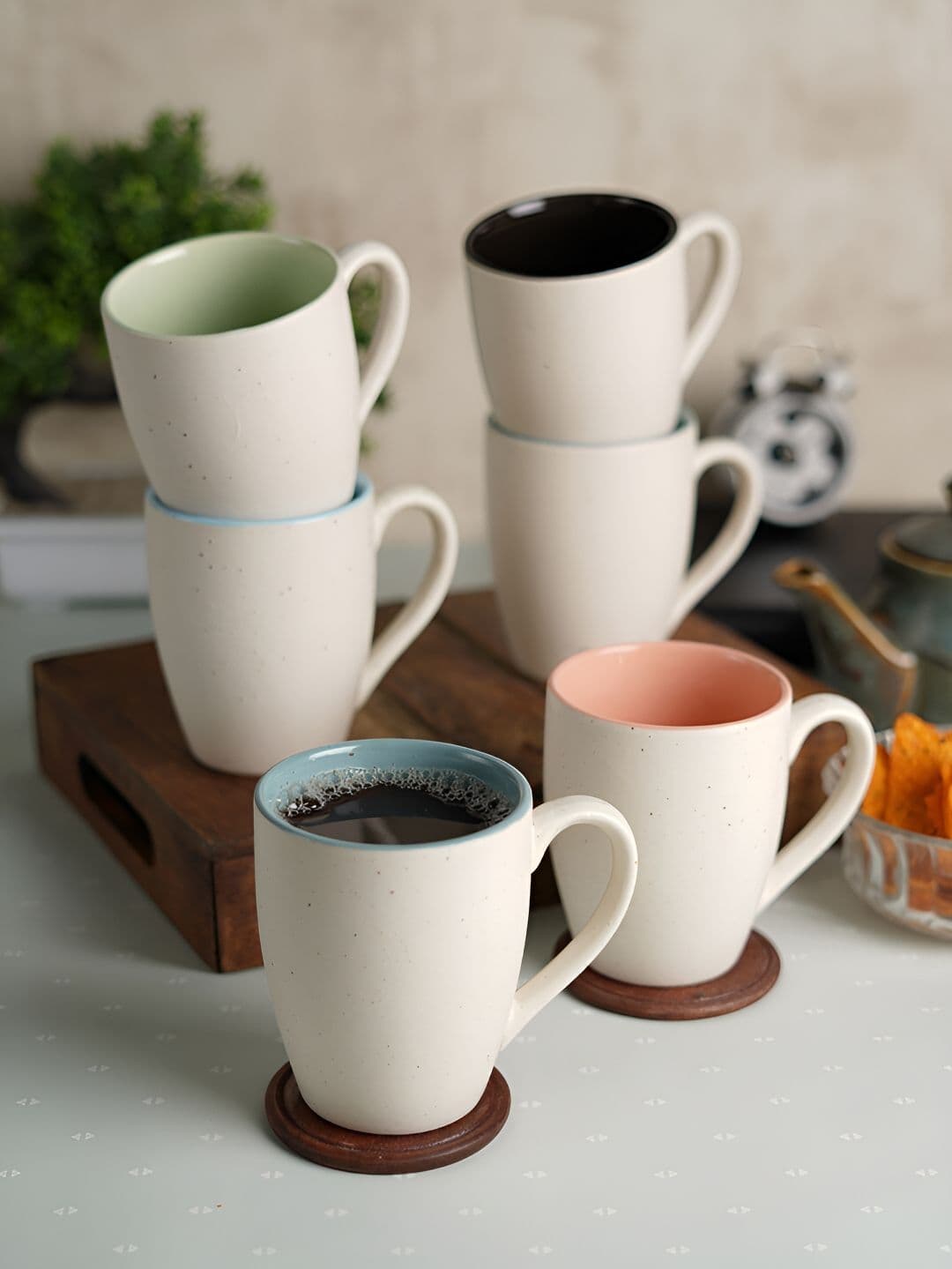 CDI Aamod Name Personalised White Ceramic Handmade 6 Piece Mugs-300ml - view 1