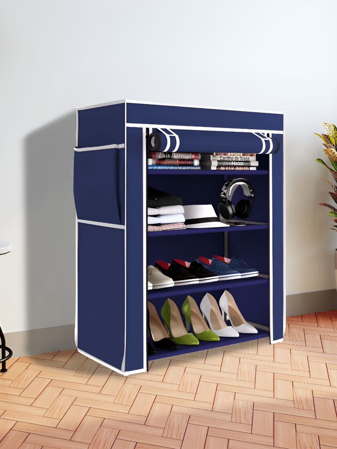 Pamworld Navy Blue Metal 4 Layer Shoe Racks - view 1