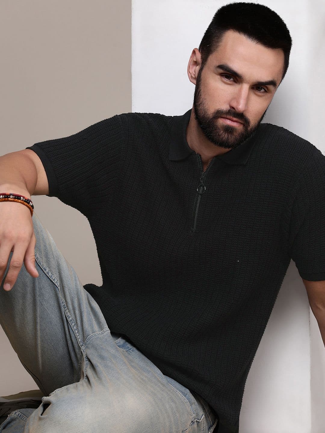 Roadster Men Polo Collar Pure Cotton T-shirt - view 1