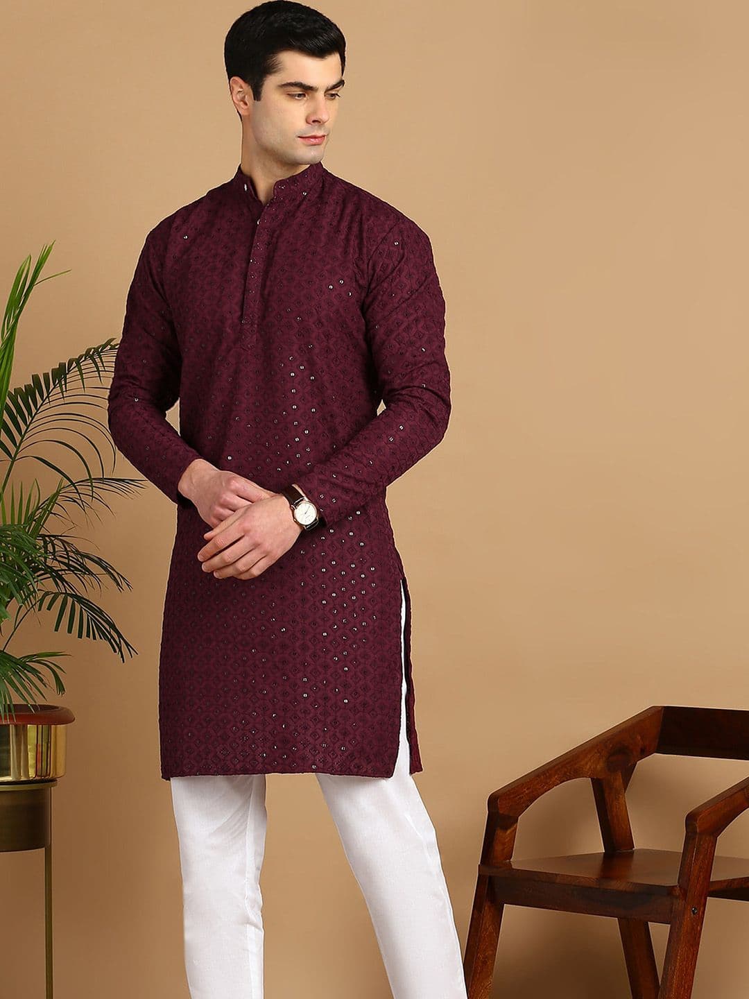 FUBAR Geometric Embroidered Thread Work Kurta - view 1