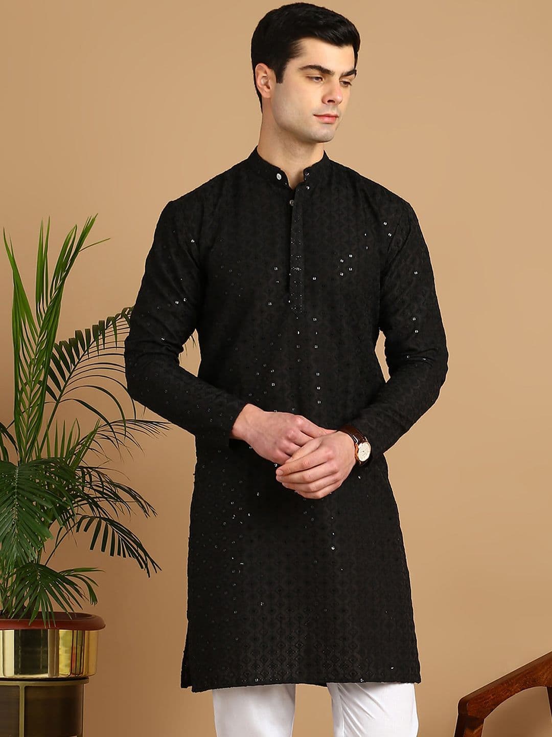 FUBAR Geometric Embroidered Thread Work Kurta - view 1