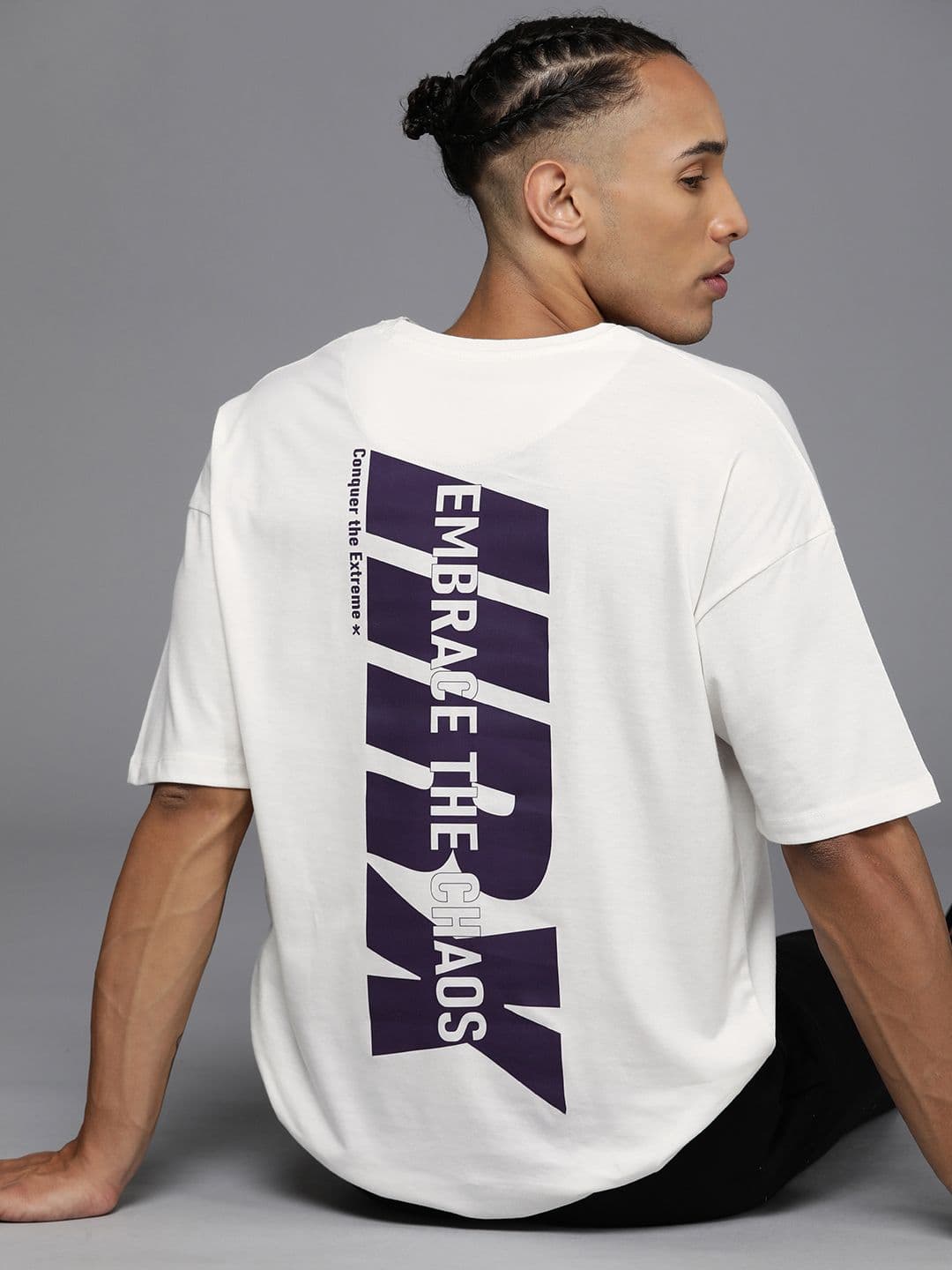 HRX by Hrithik Roshan Men Printed Oversized Drop-Shoulder Sleeves Pure Cotton T-shirt - view 1