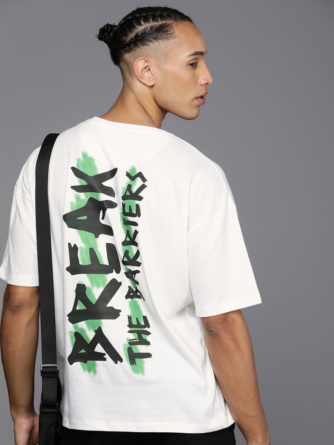 HRX by Hrithik Roshan Men Printed Oversized Drop-Shoulder Sleeves Pure Cotton T-shirt - view 1