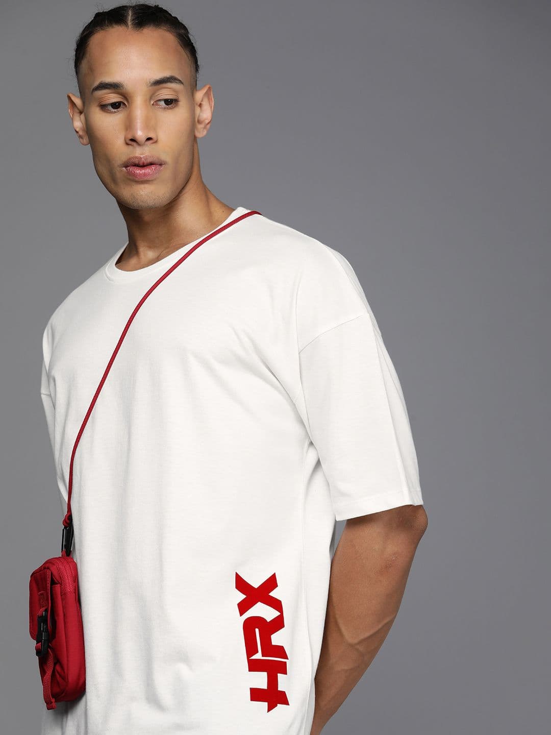 HRX by Hrithik Roshan Men Printed Oversized Drop-Shoulder Sleeves Pure Cotton T-shirt - view 1