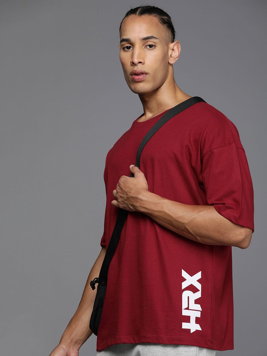 HRX by Hrithik Roshan Men Printed Oversized Drop-Shoulder Sleeves Pure Cotton T-shirt - view 1