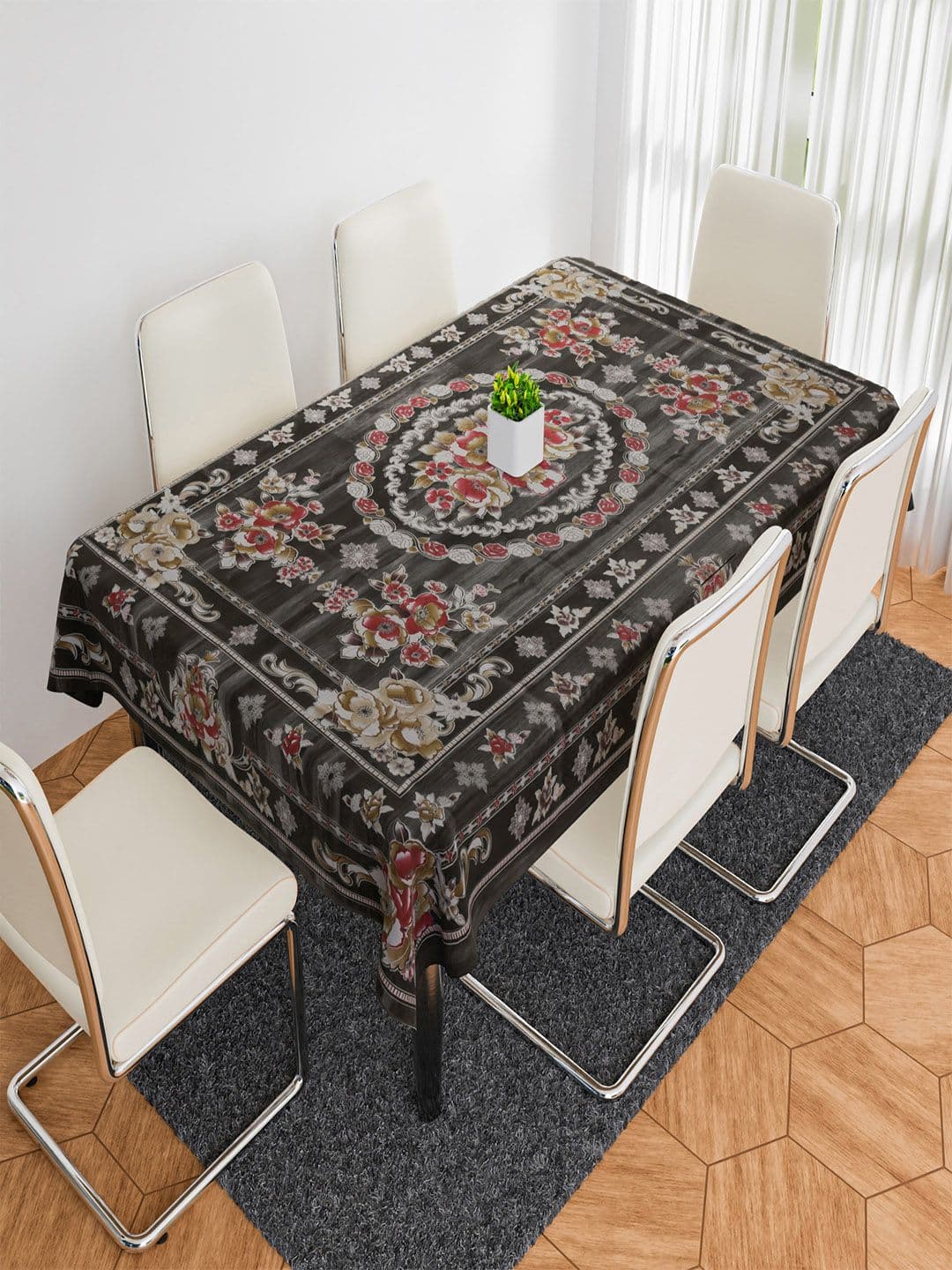 Kuber Industries Black & White Checked Floor Mat - view 1