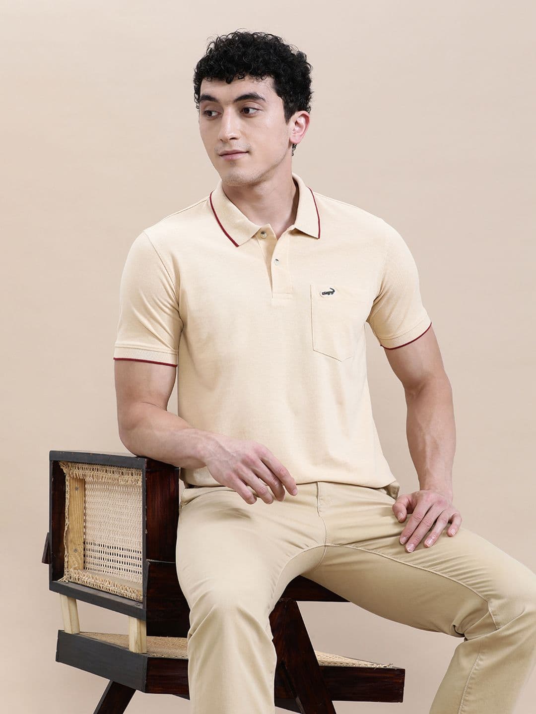 Crocodile Men Polo Collar Pockets Slim Fit T-shirt - view 1