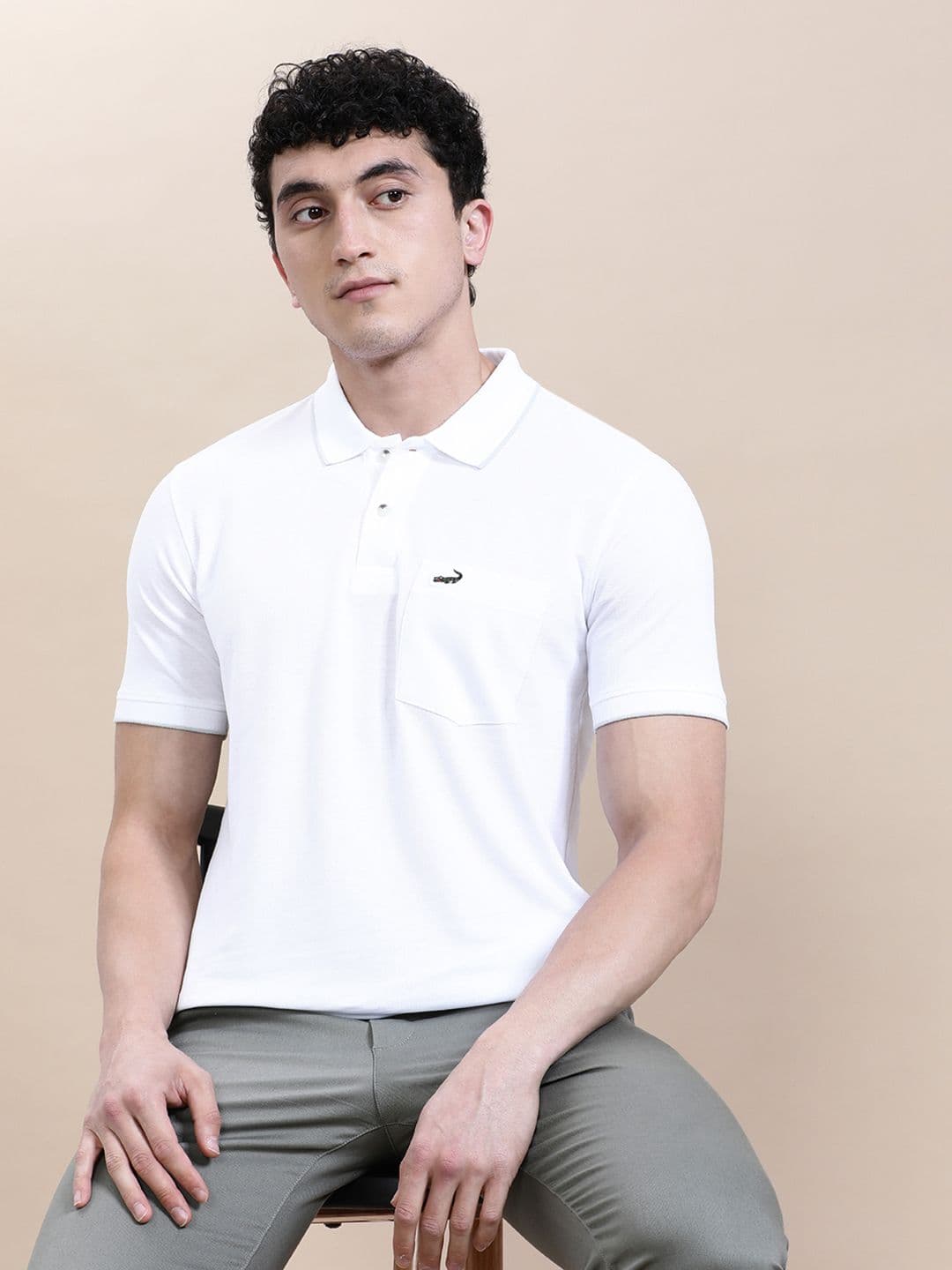 Crocodile Polo Collar Short Sleeves Slim Fit T-shirt - view 1