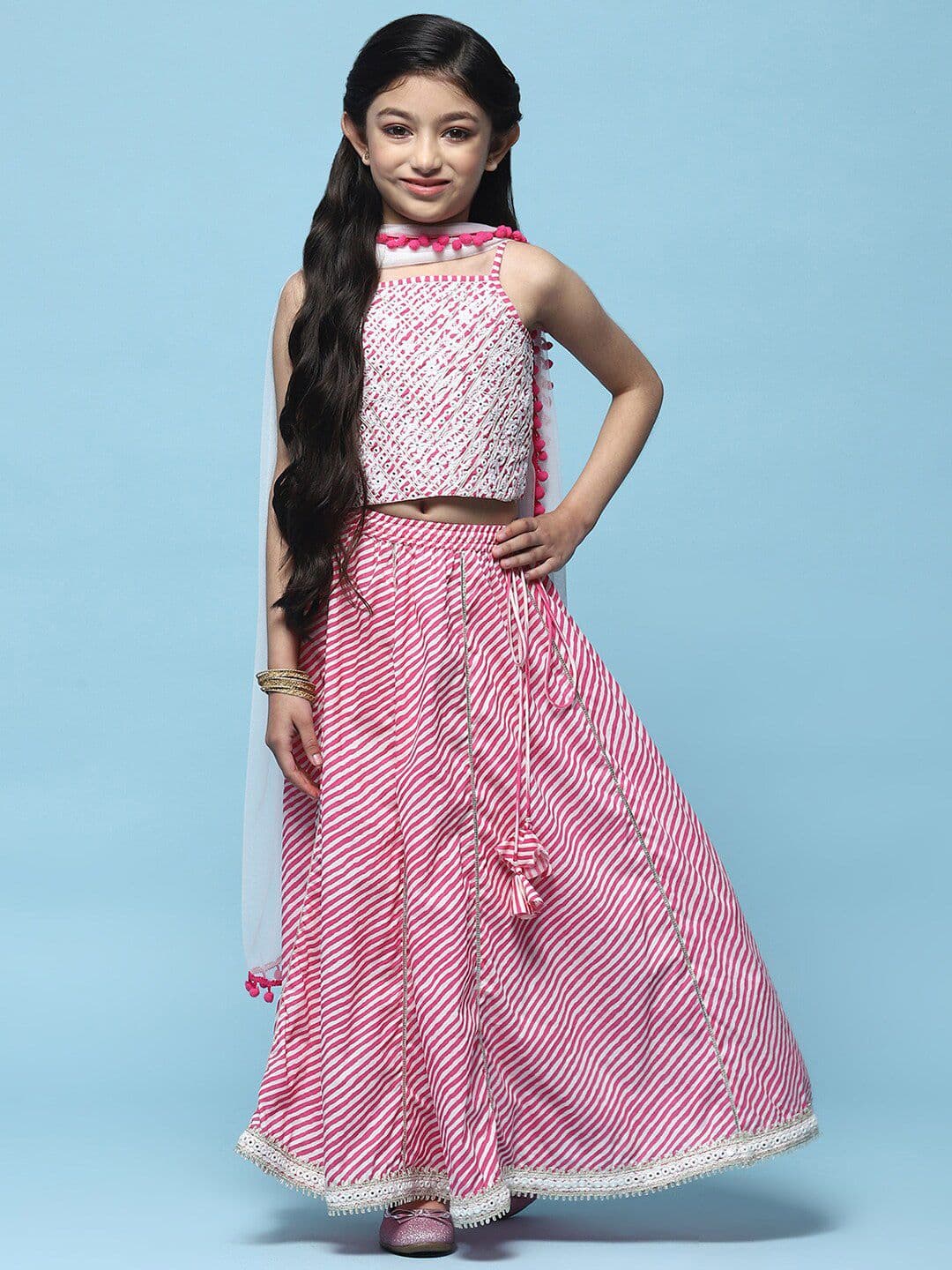 Biba Girls Printed Ready to Wear Lehenga & Blouse With Dupatta - view 1