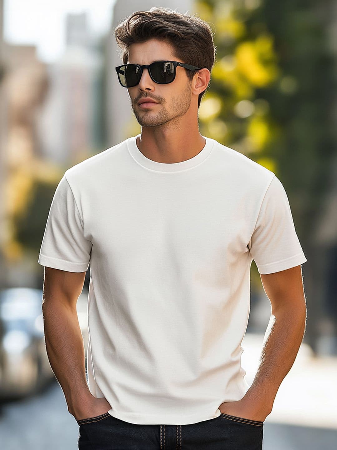 VEIRDO Round Neck Pure Cotton T-shirt - view 1