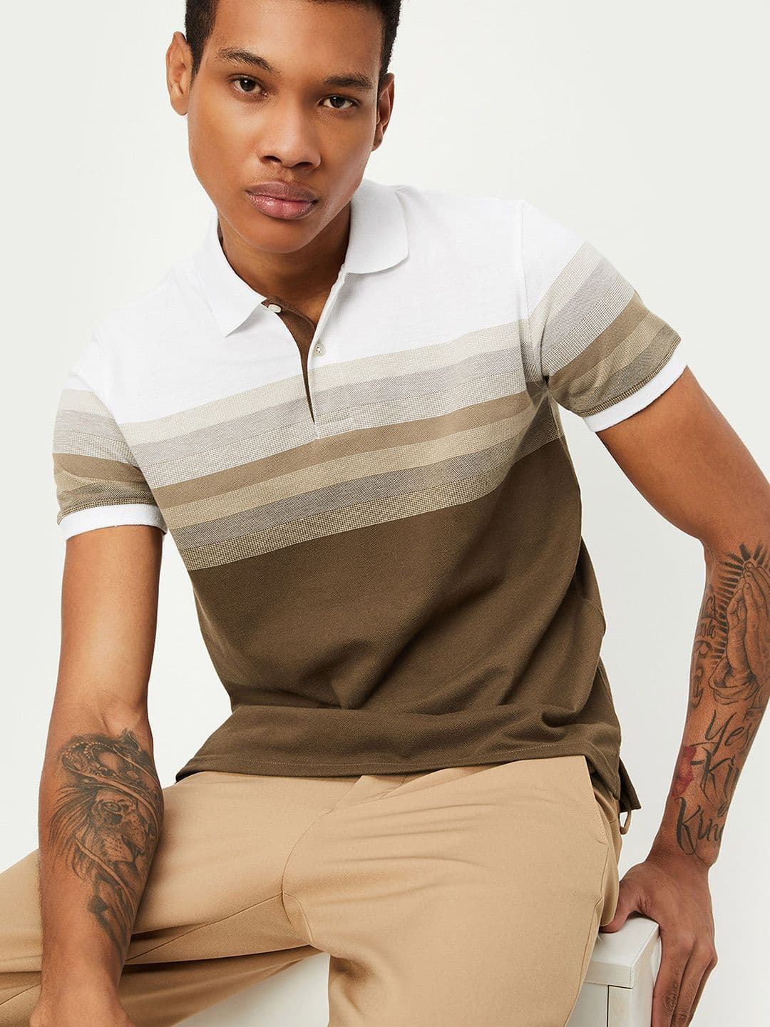 max Striped Polo Collar T-shirt - view 1