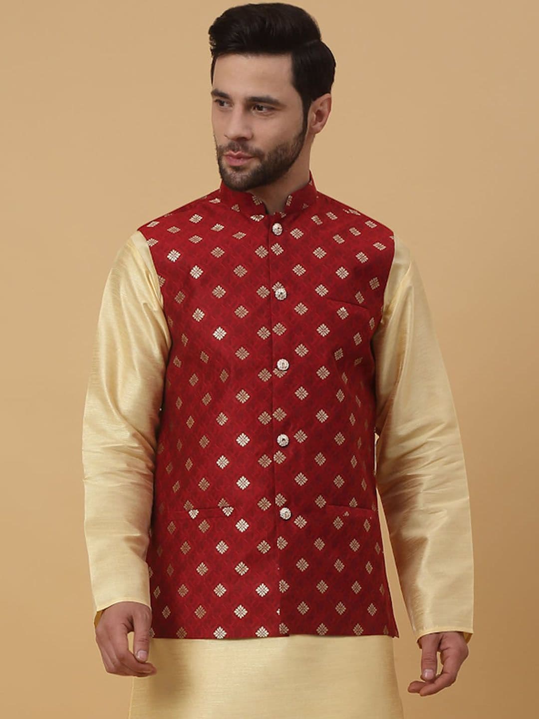 KRAFT INDIA Woven Design Nehru Jacket - view 1
