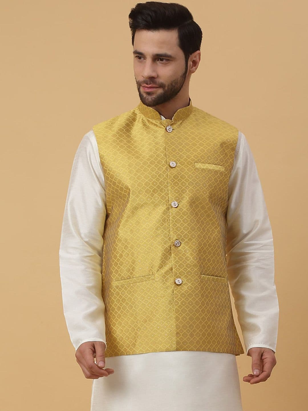 KRAFT INDIA Woven Design Nehru Jacket - view 1