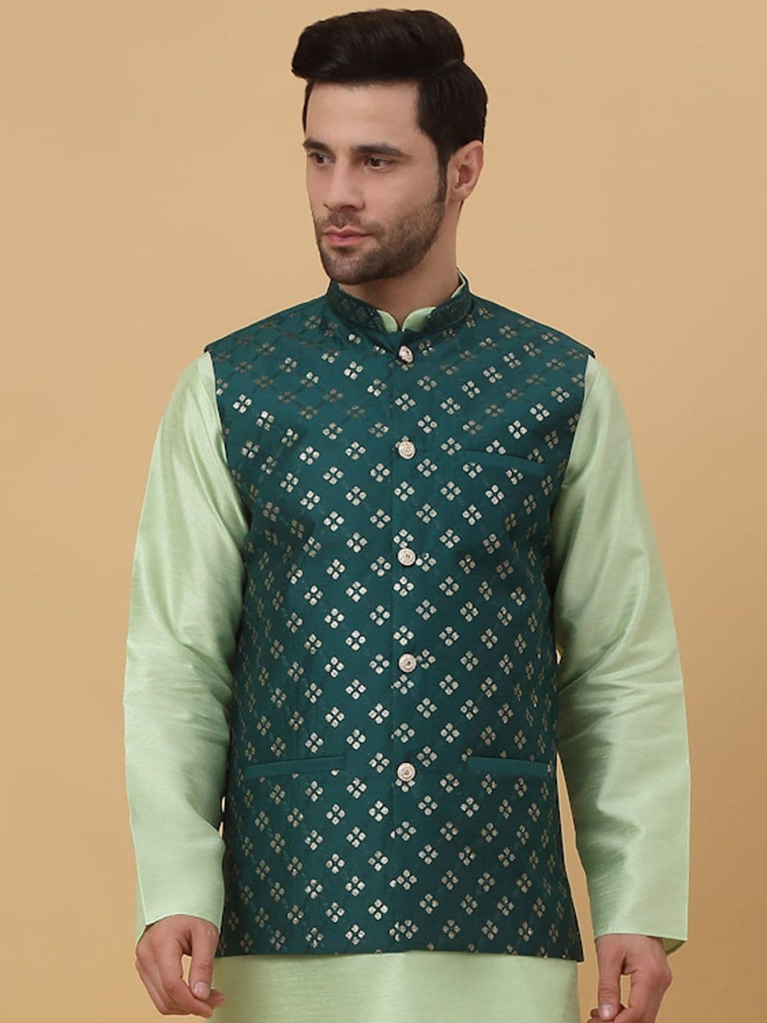 KRAFT INDIA Embellished Woven Nehru Jacket - view 1