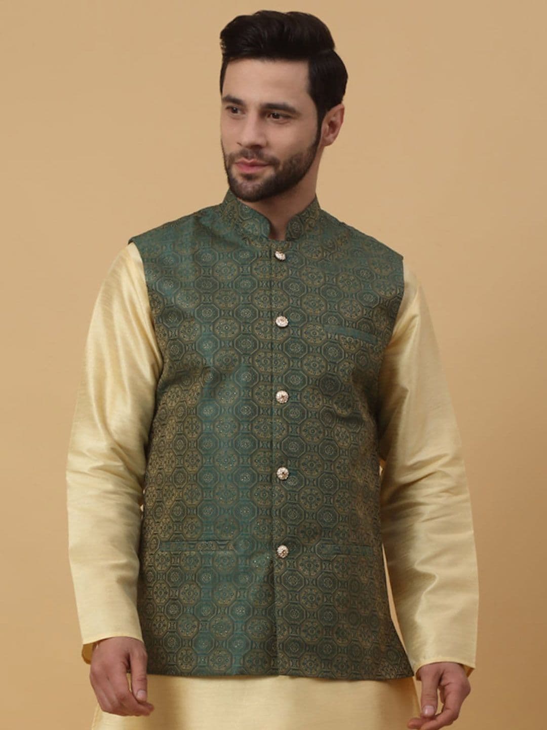 KRAFT INDIA Woven-Design Nehru Jacket - view 1