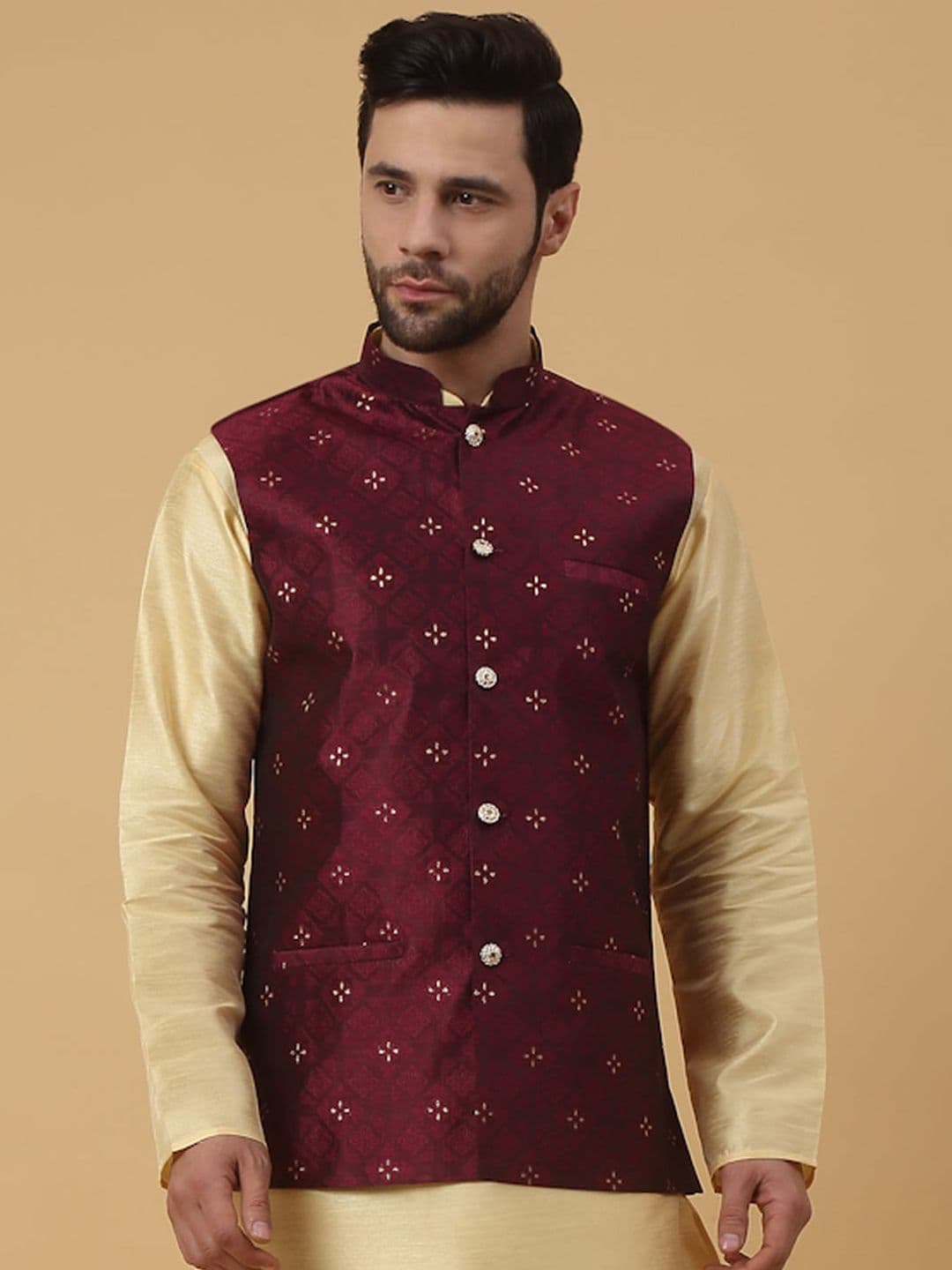 KRAFT INDIA Embellished Woven Nehru Jacket - view 1