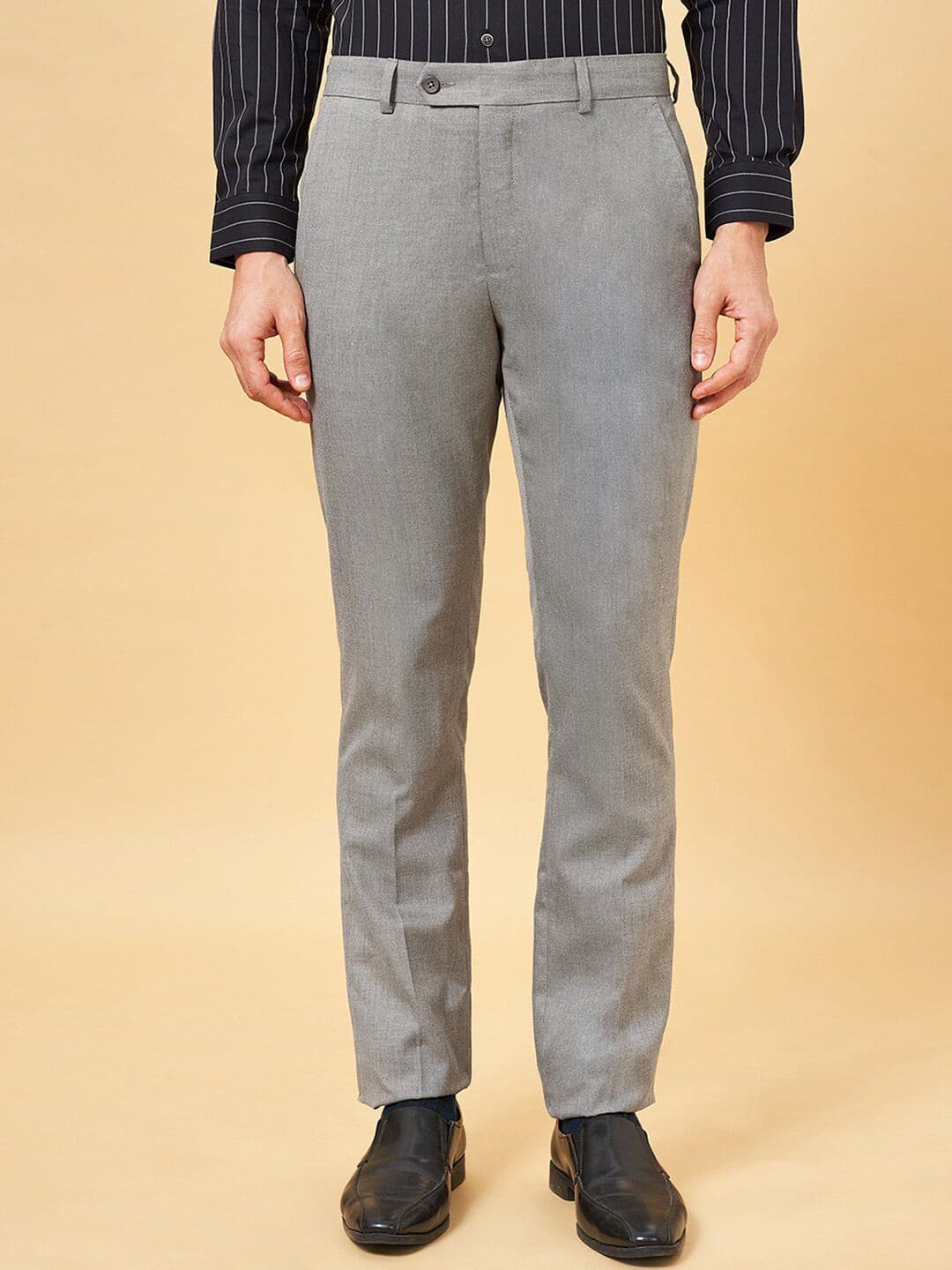 Peregrine by Pantaloons Men Slim Fit Low-Rise Formal Trousers - view 1