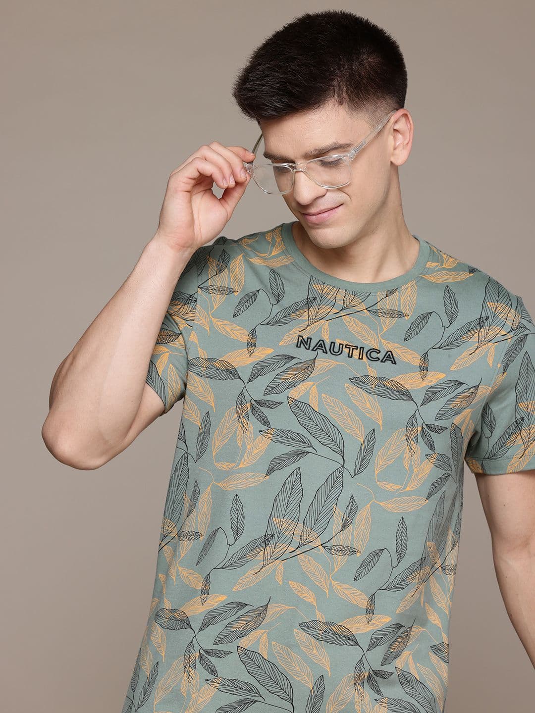 Nautica Men Tropical Printed Pure Cotton T-shirt - view 1