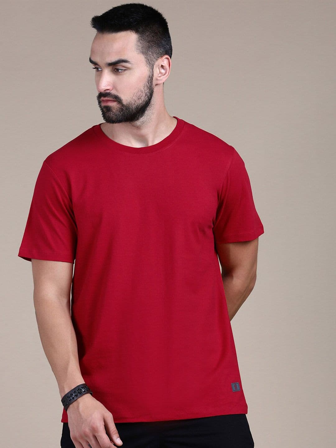 The Roadster Lifestyle Co. Red Round Neck Cotton T-Shirt - view 1